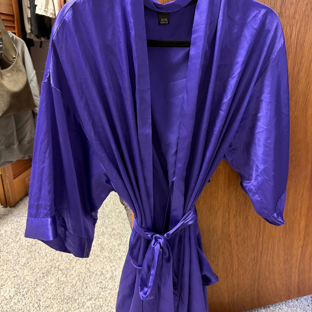 Victoria's Secret Deep Purple Satin Robe